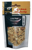 Large version of image; bag marked "Lime Peel" with dried peel pieces visibile.