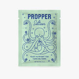 Close up view of nutrient package, featuring an octopus on the label. Octopus appears to be angrily blowing bubbles.