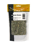 Small version of image; bag marked "Lemongrass" with dried lemongrass visible.